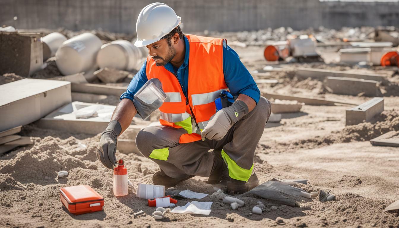 construction worker wearing a hard hat at a construction site