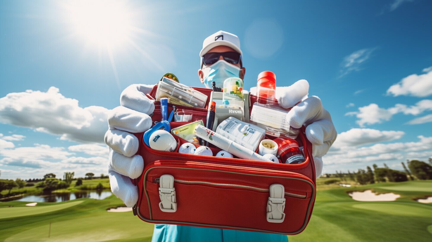 Sun Protection and Hydration Essentials in a Golf First Aid Kit.