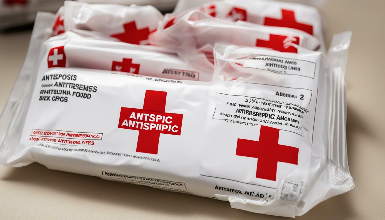 antiseptic wipes in first aid kit