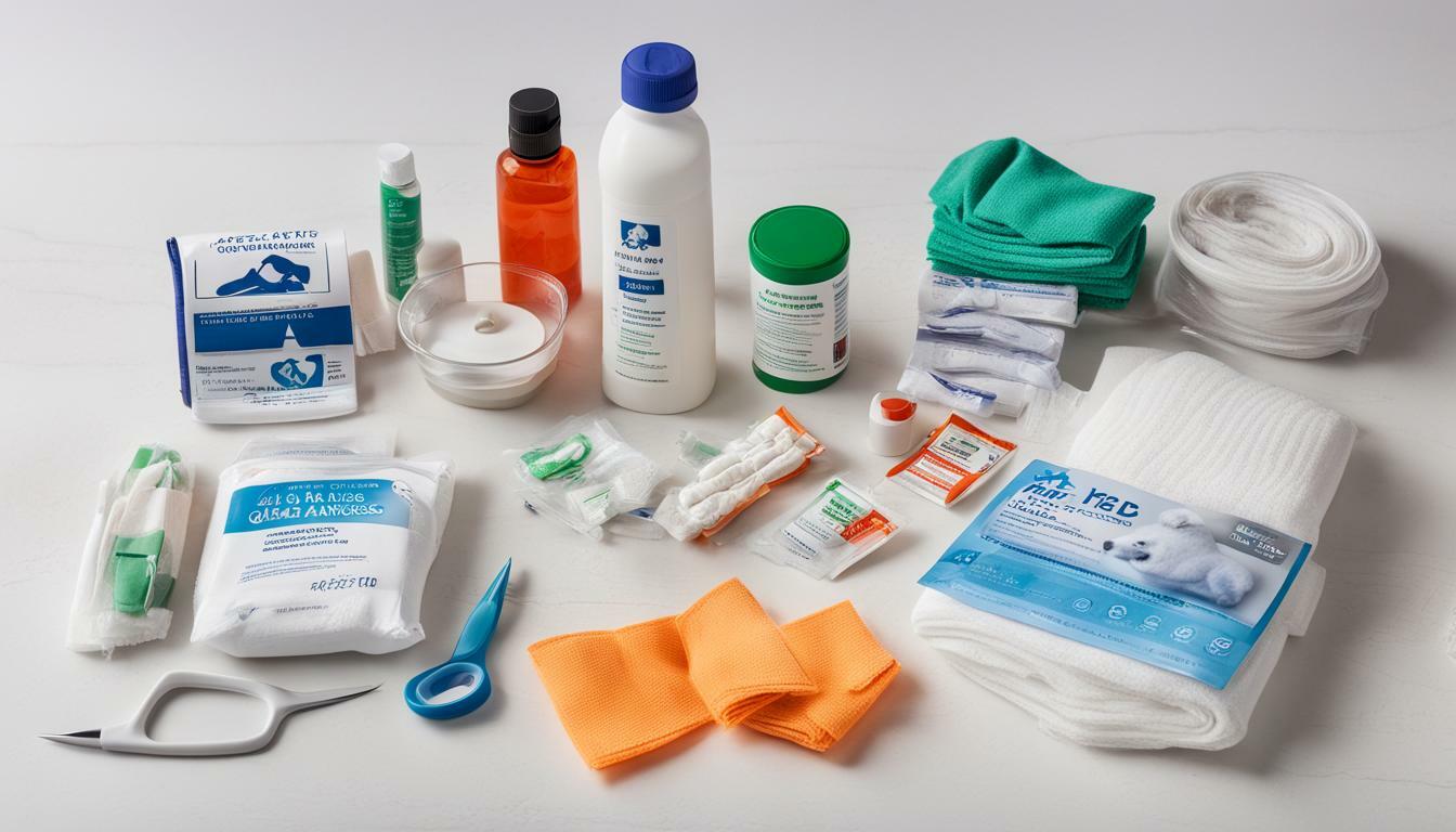 Pet first aid kit supplies