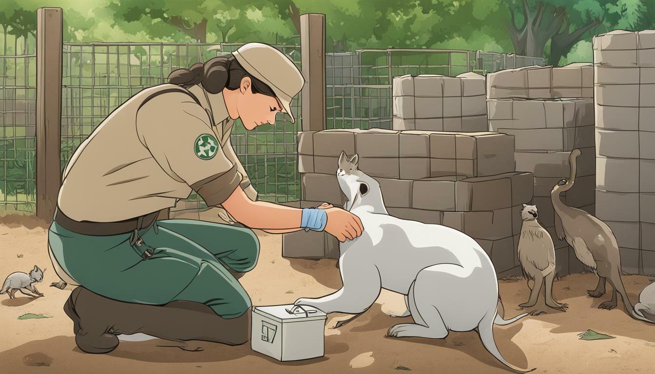Zookeeper using first aid kit